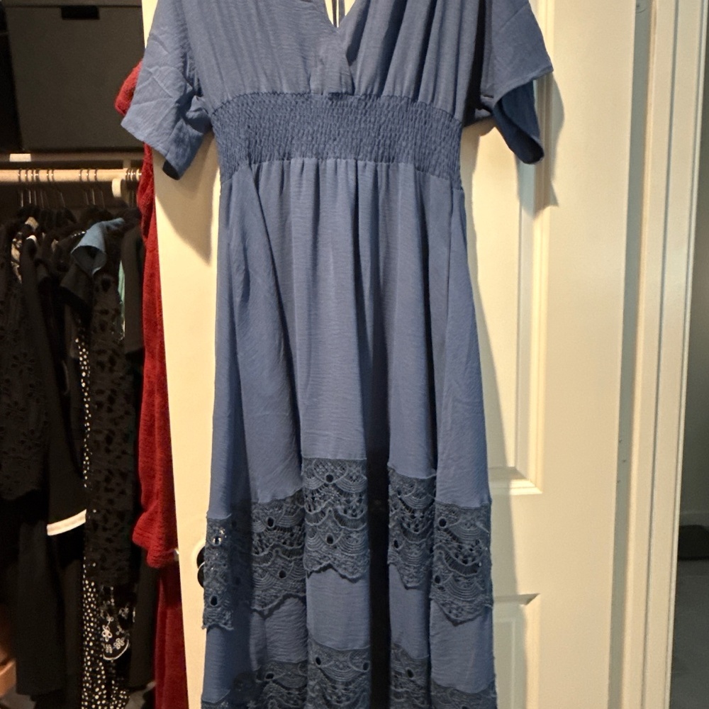 Blue Boho Style Maxi Dress